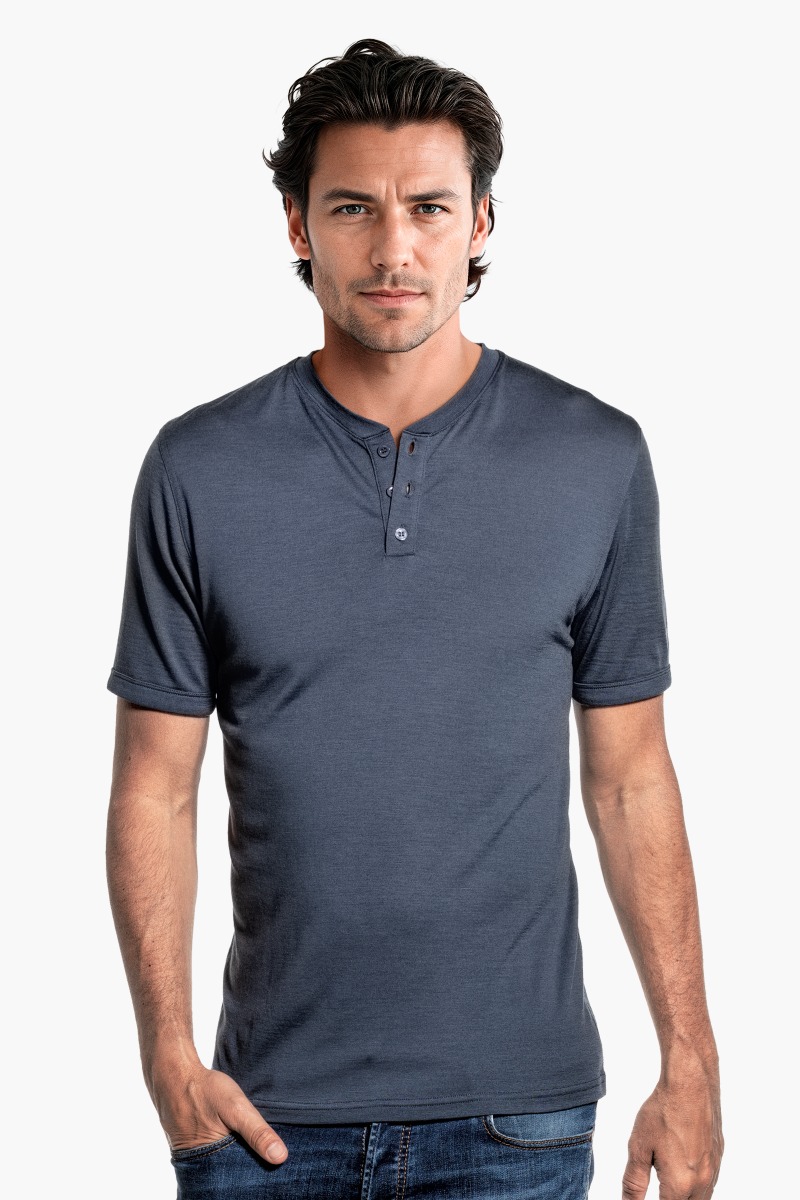 Shirt Henley Short Sleeve Dark Steel 