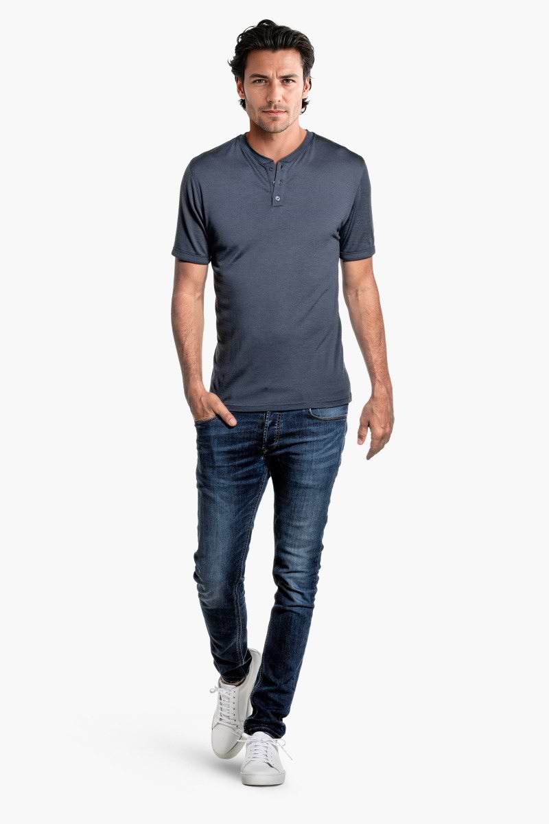 Shirt Henley Short Sleeve Dark Steel 