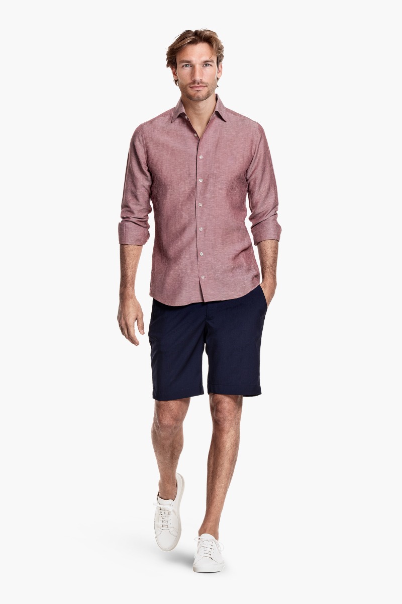 Wool Linen Shirt Brick Red