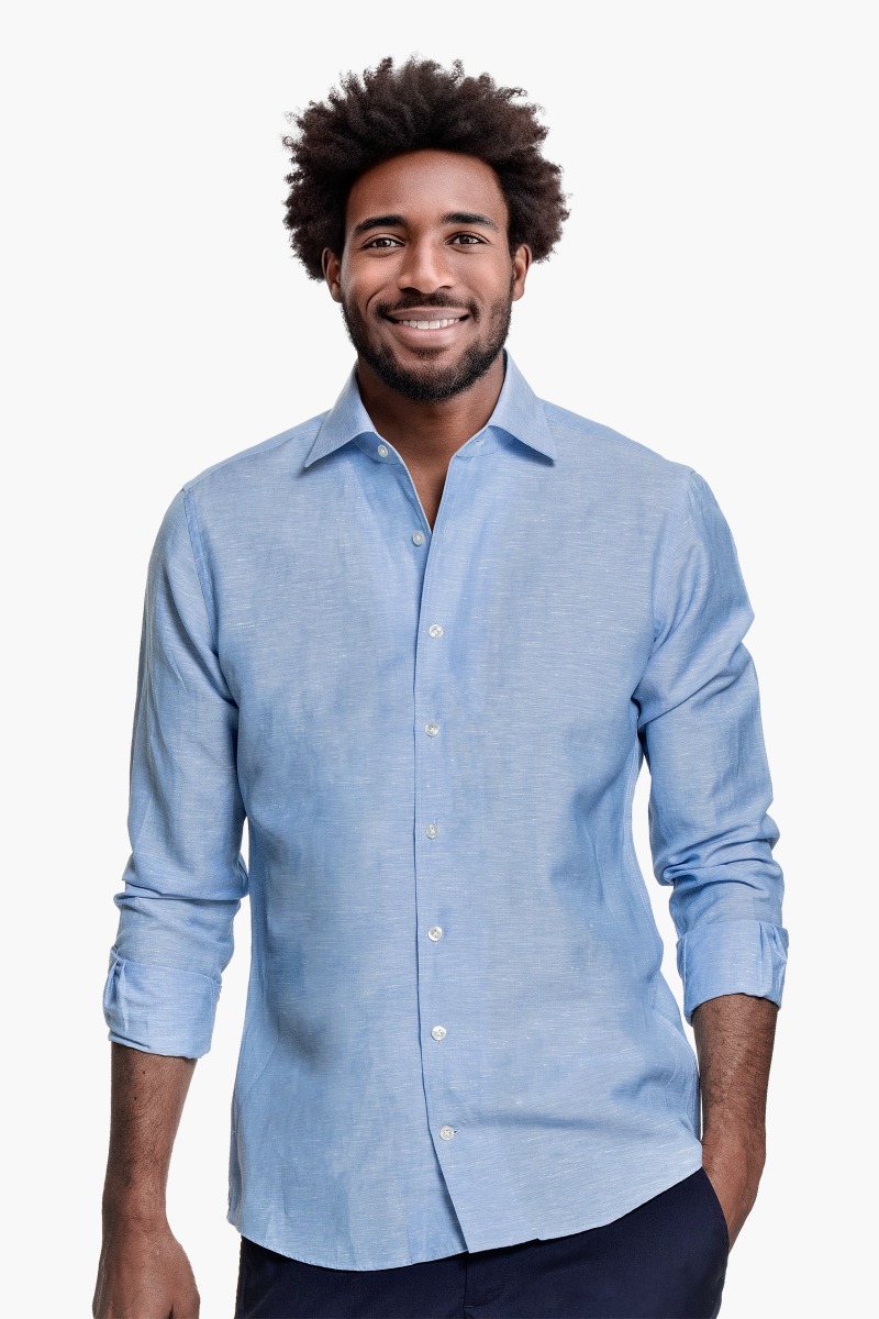 Wool Linen Shirt Sky Blue
