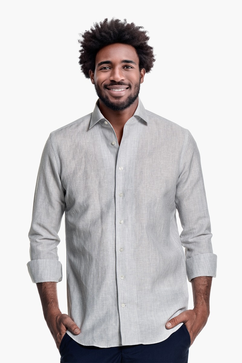 Wool Linen Shirt Stone Grey