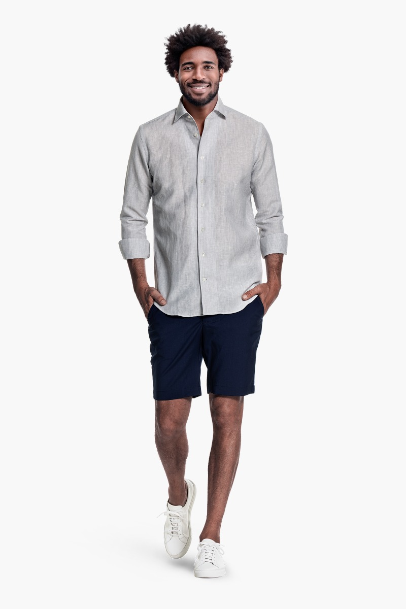 Wool Linen Shirt Stone Grey