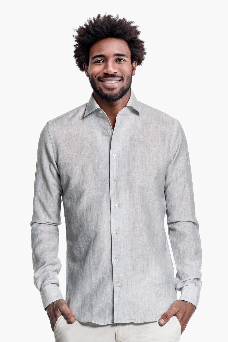 Wool Linen Shirt Stone Grey
