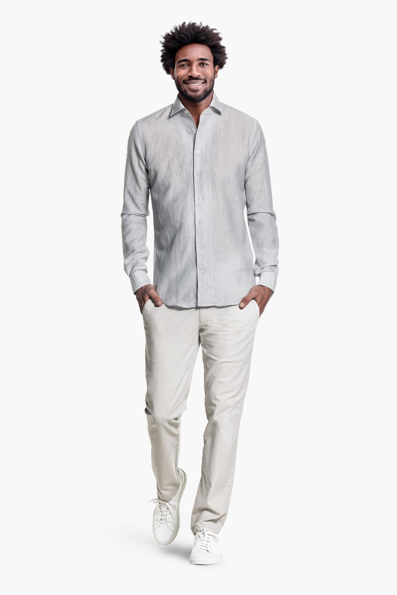 Wool Linen Shirt Stone Grey