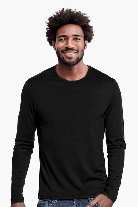 Shirt Long Sleeve Deep Black - Base Image