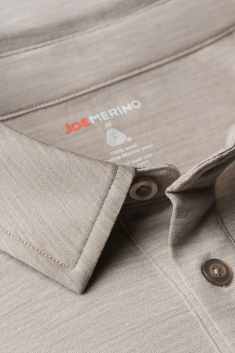Shirt Polo Long Sleeve Limestone Beige - Base Image