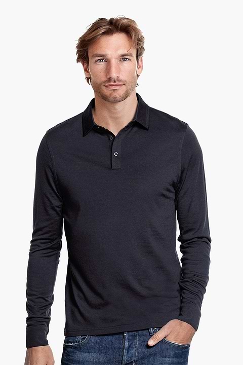 Joe Shirt Polo Long Sleeve Blue Grey - Base Image