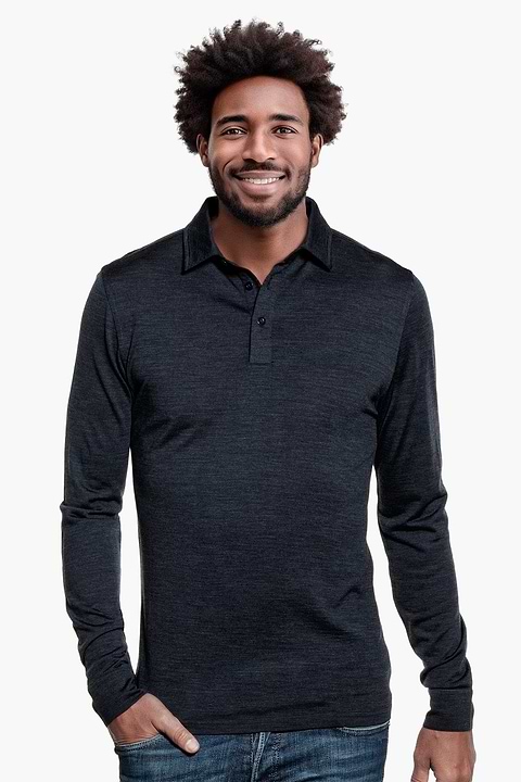 Shirt Polo Long Sleeve Blue Whale - Base Image