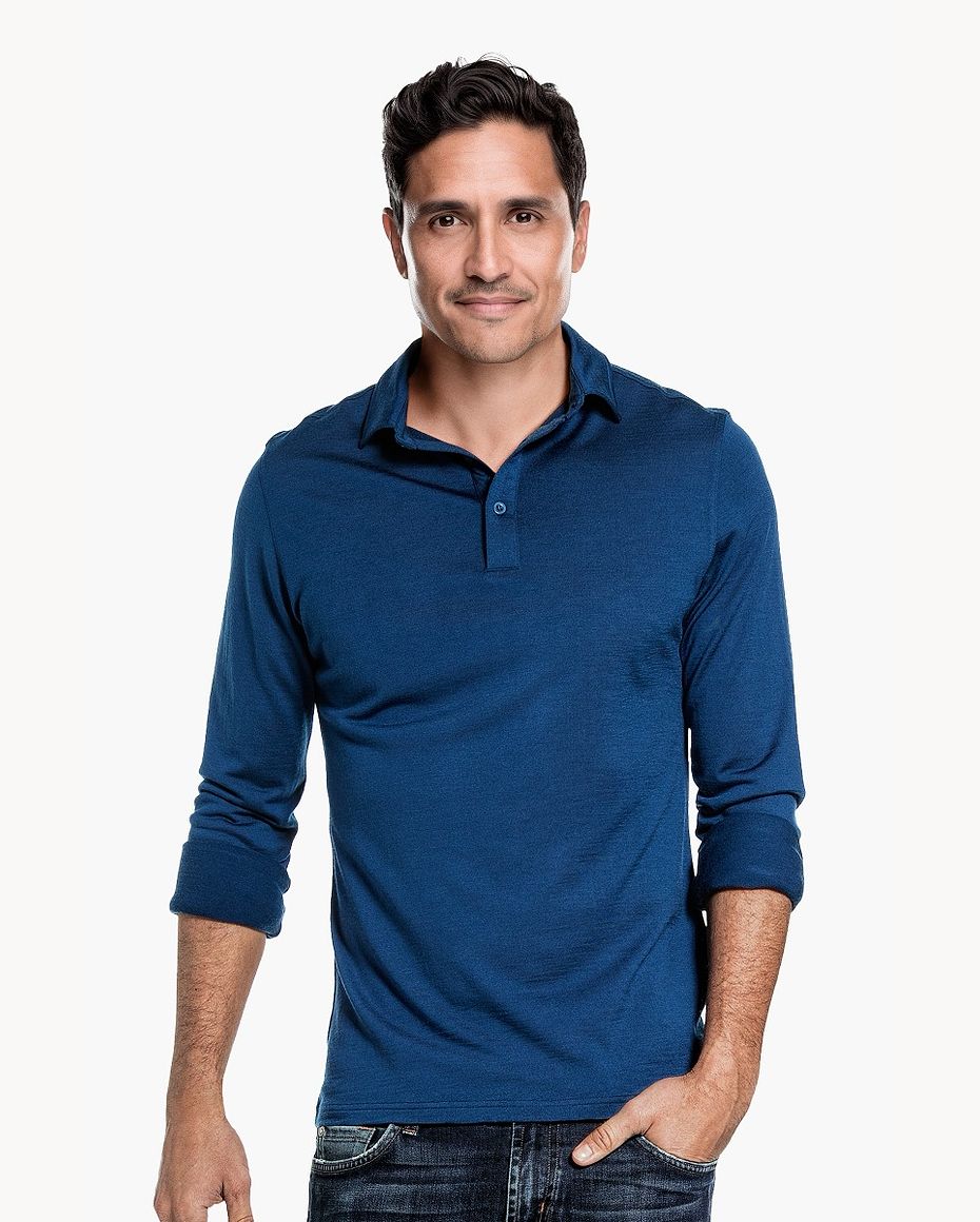 Shirt Polo Long Sleeve Bright Blue