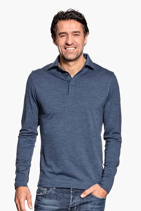 Shirt Polo Long Sleeve Coastal Blue - Base Image