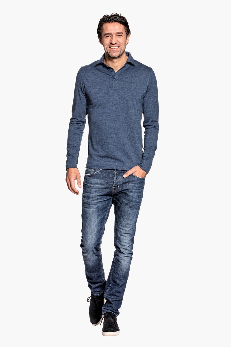 Shirt Polo Long Sleeve Coastal Blue
