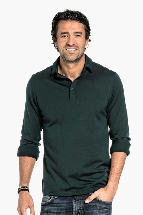 Shirt Polo Long Sleeve Dark Green - Base Image