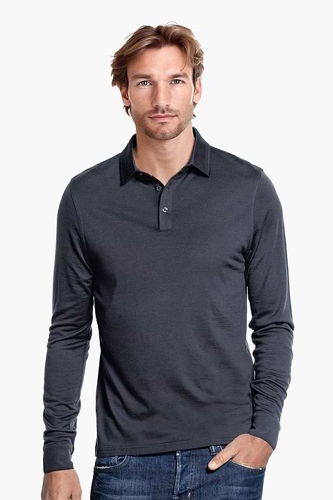 Shirt Polo Long Sleeve Dark Steel - Base Image