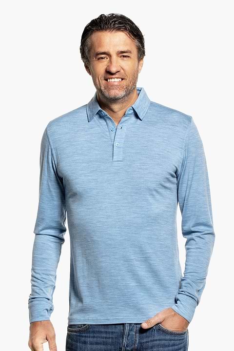 Shirt Polo Long Sleeve Glacier Blue - Base Image