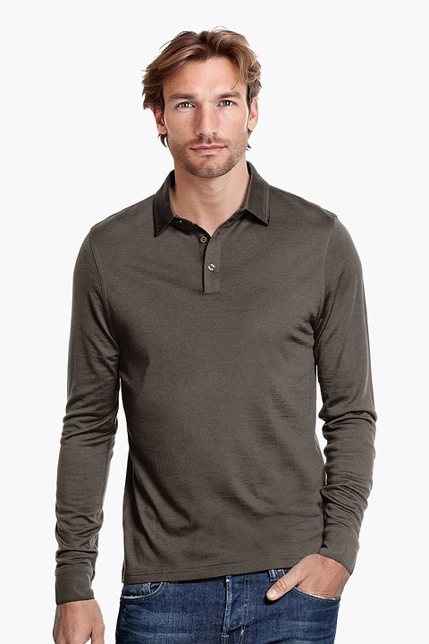 Joe Shirt Polo Long Sleeve Military - Base Image