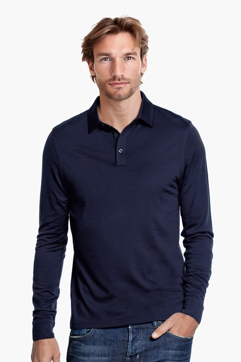Shirt Polo Long Sleeve Navy Blue