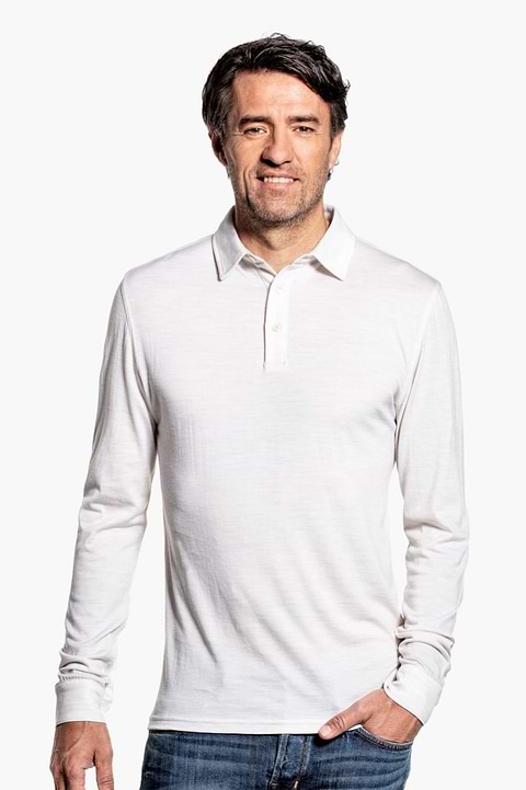 Shirt Polo Long Sleeve Sand White - Base Image