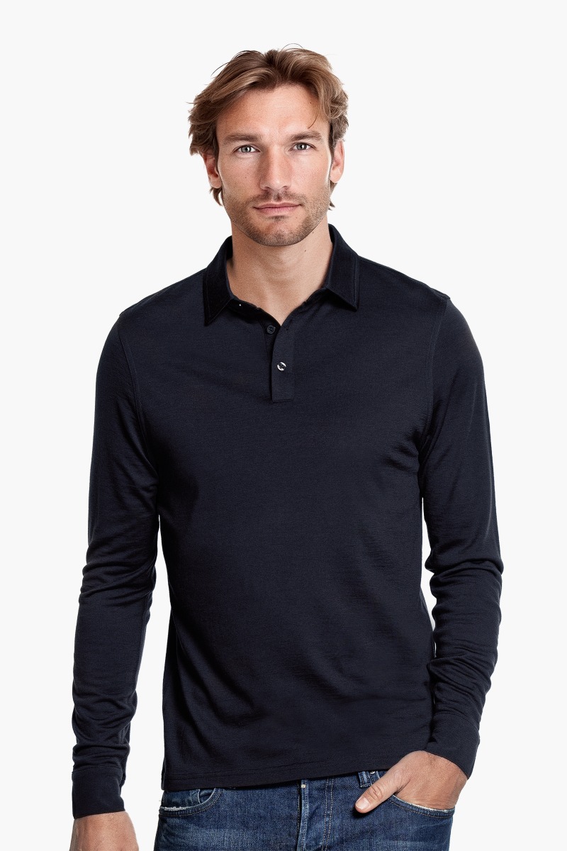 Shirt Polo Long Sleeve Very Dark Navy