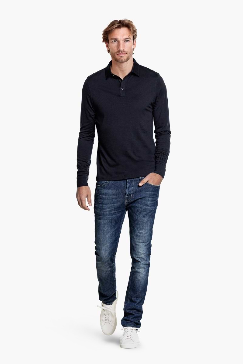 Shirt Polo Long Sleeve Very Dark Navy
