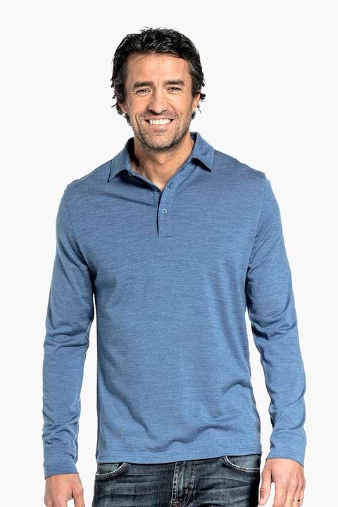 Shirt Polo Long Sleeve Yacht Blue - Base Image