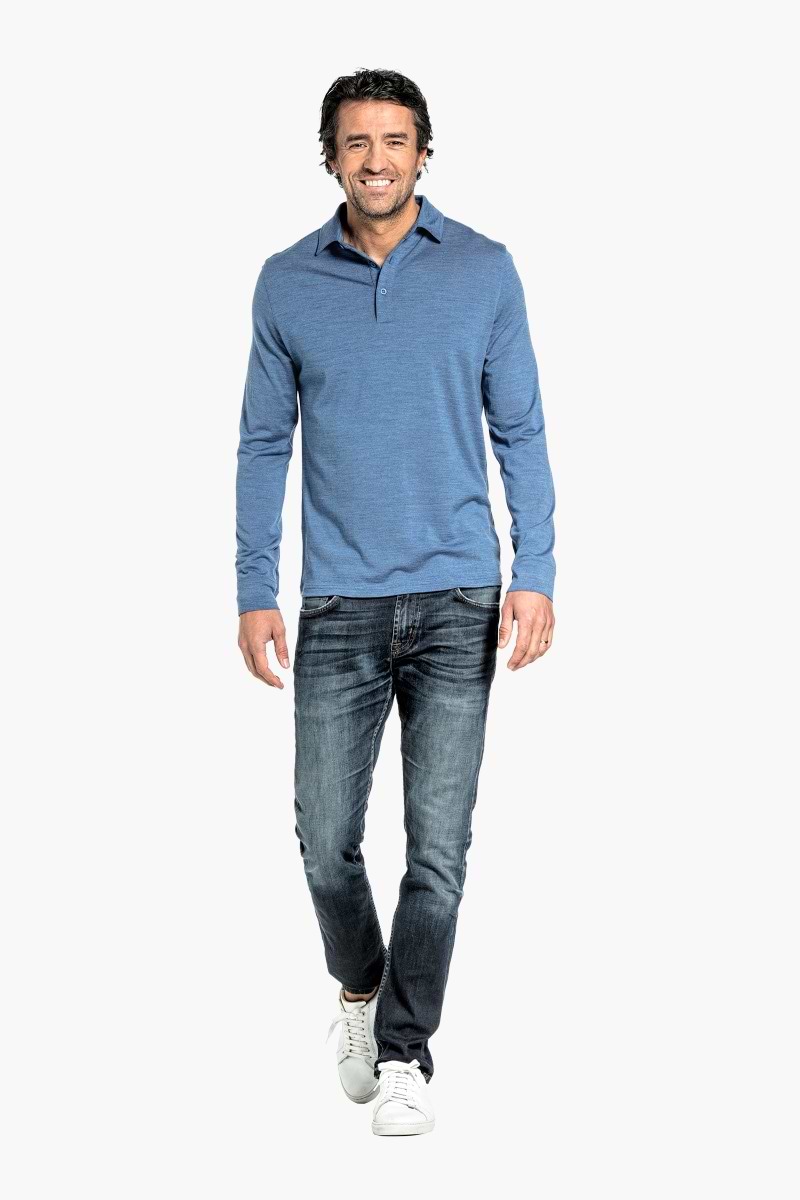 Shirt Polo Long Sleeve Yacht Blue
