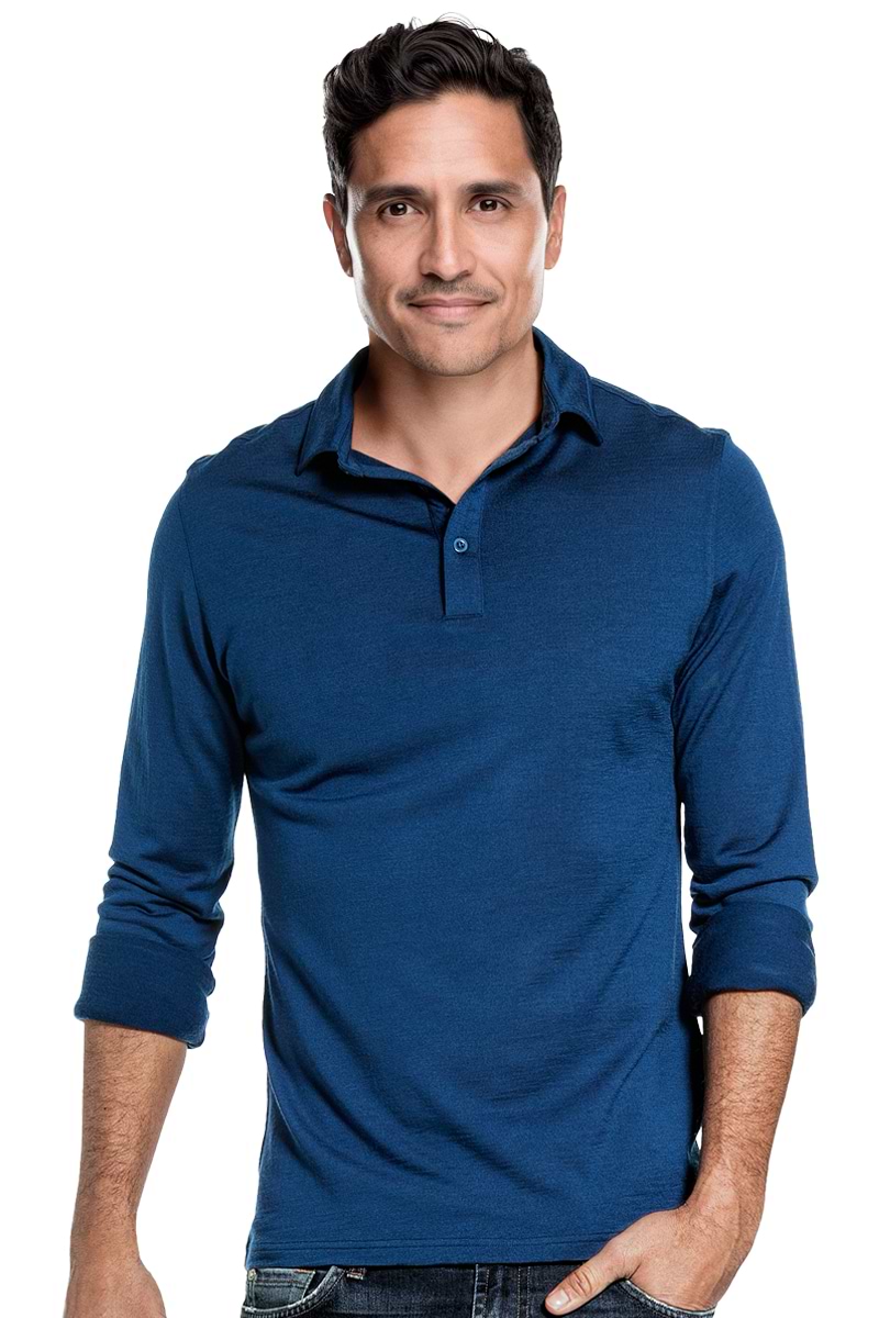 Shirt Polo Long Sleeve Bright Blue