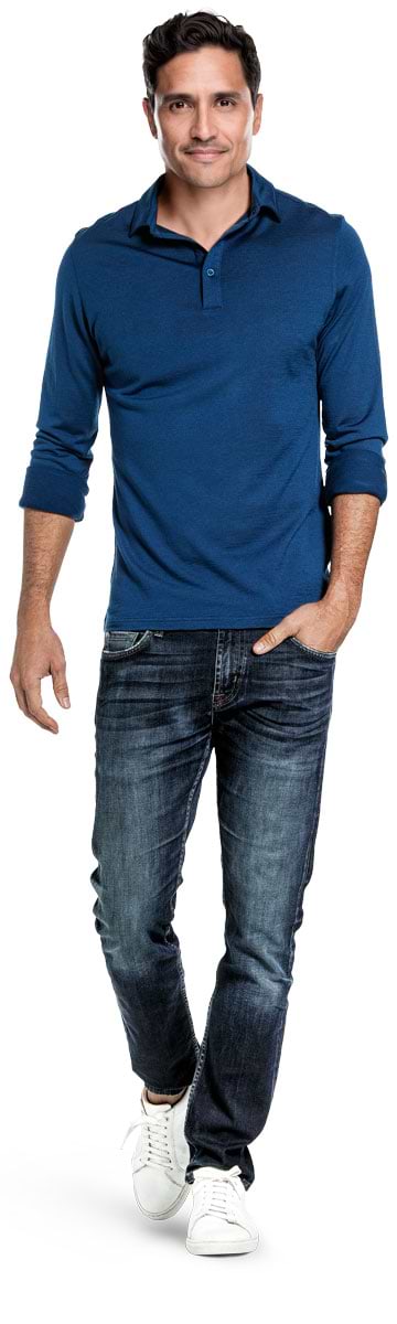 Shirt Polo Long Sleeve Bright Blue