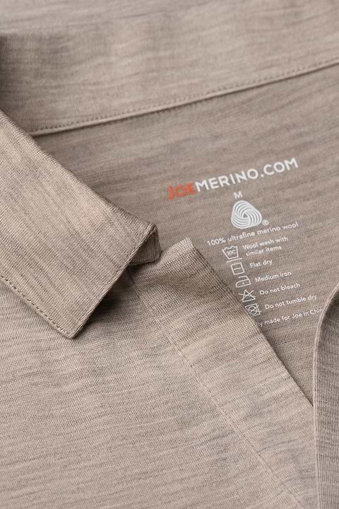 Shirt Polo Short Sleeve No Buttons Desert Beige - Base Image