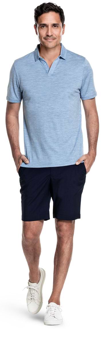 Shirt Polo Short Sleeve No Buttons Glacier Blue