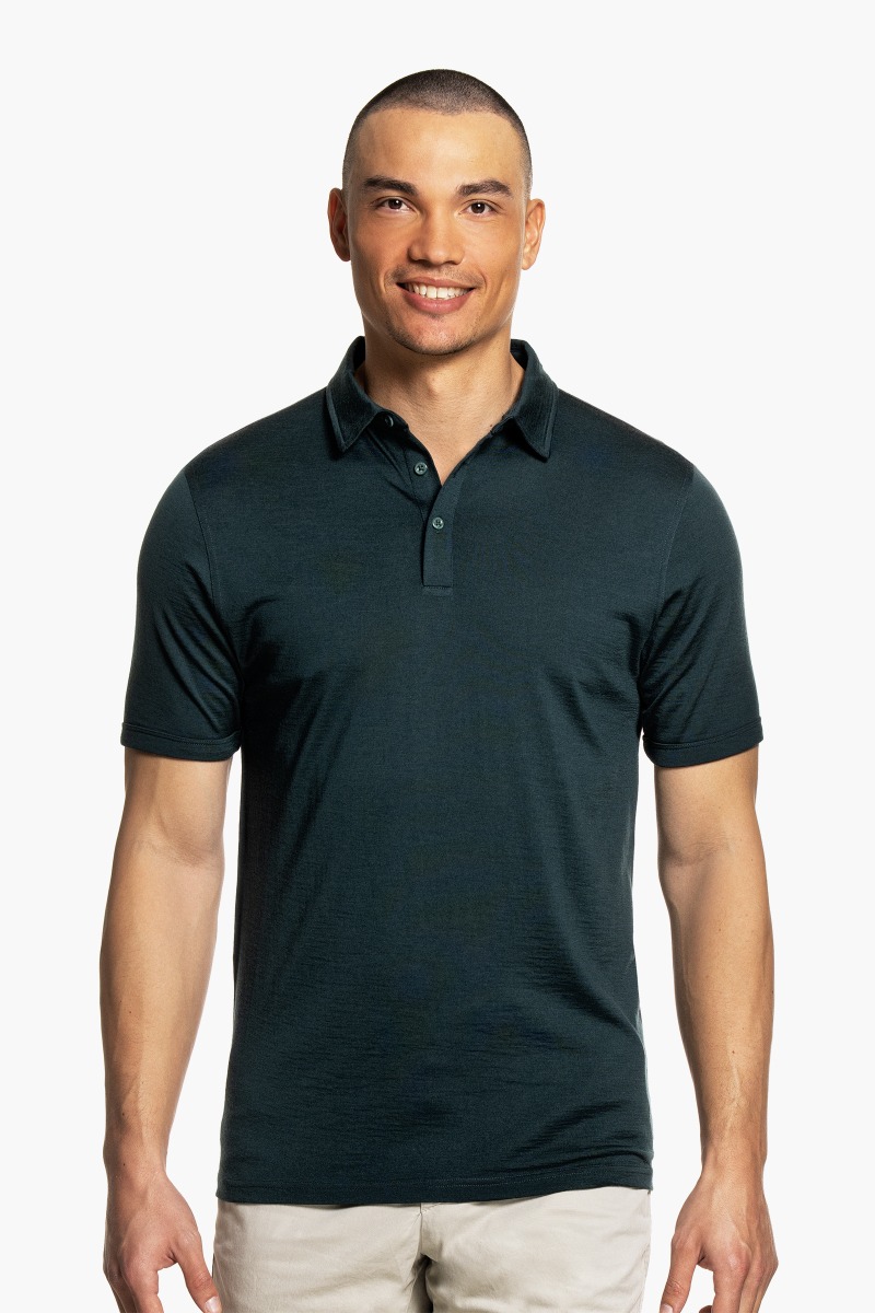 Shirt Polo Short Sleeve Extra Long Dark Green