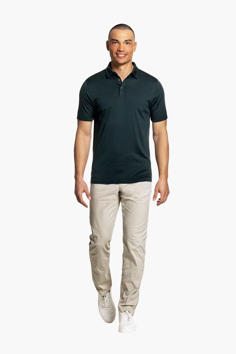 Shirt Polo Short Sleeve Extra Long Dark Green