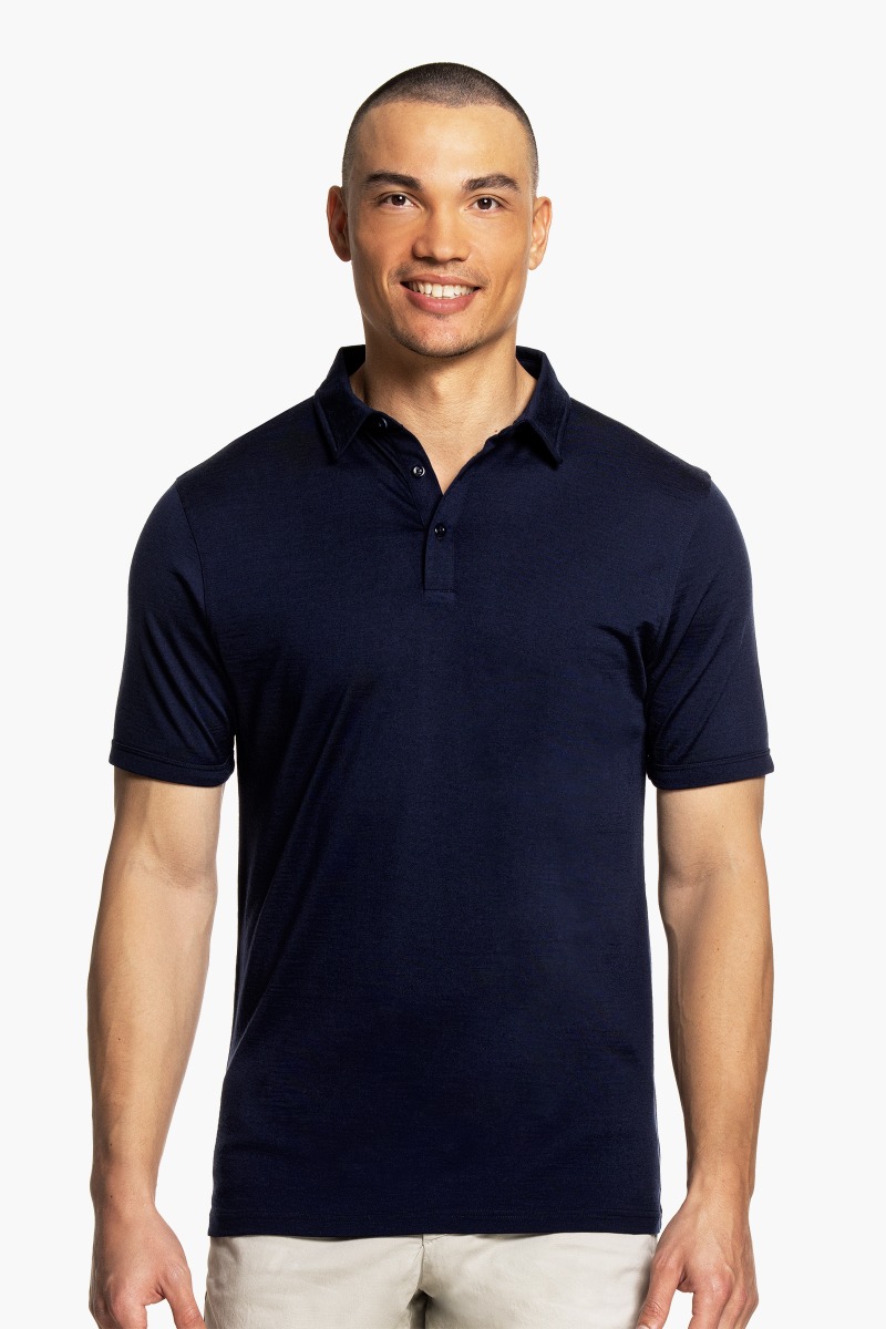 Shirt Polo Short Sleeve Extra Long Navy Blue