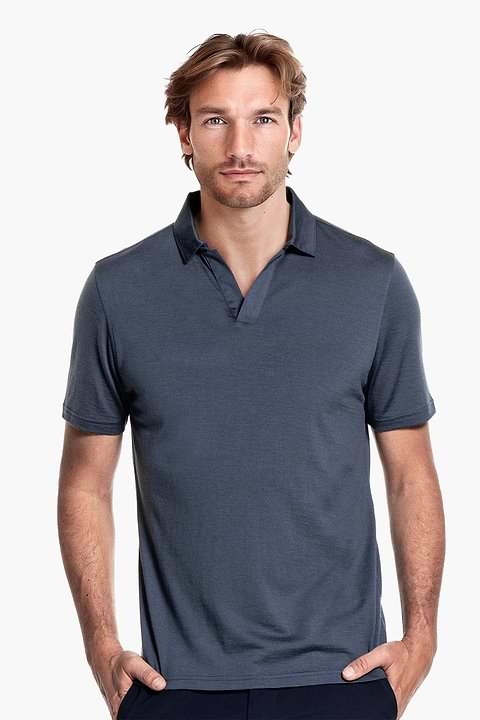 Shirt Polo Short Sleeve No Buttons Dark Steel - Base Image