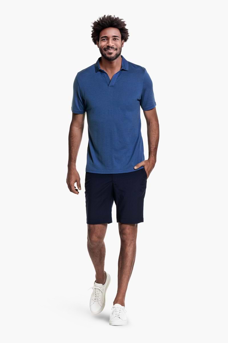 Shirt Polo Short Sleeve No Buttons Royal Blue