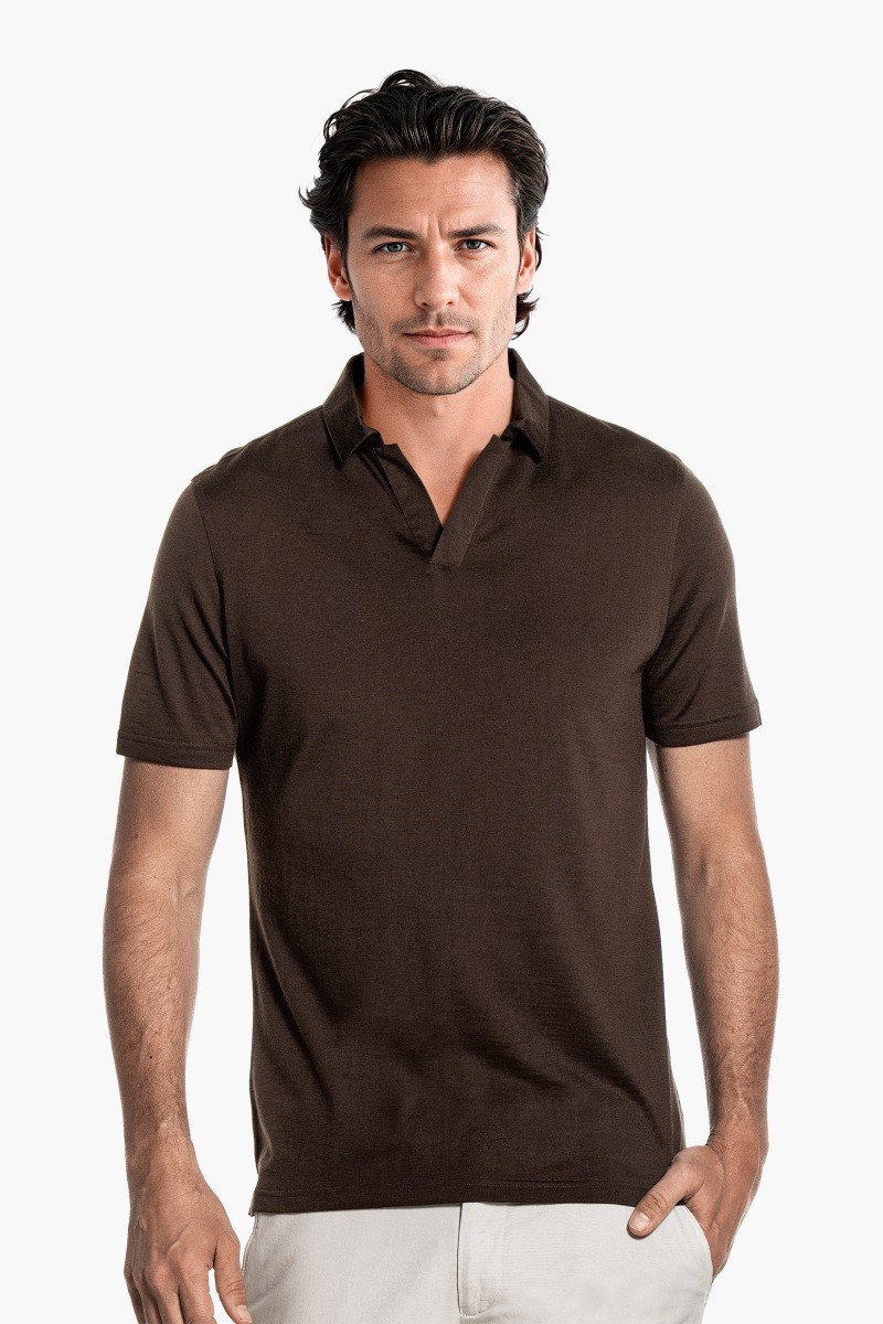 Shirt Polo Short Sleeve No Buttons Very Dark Brown
