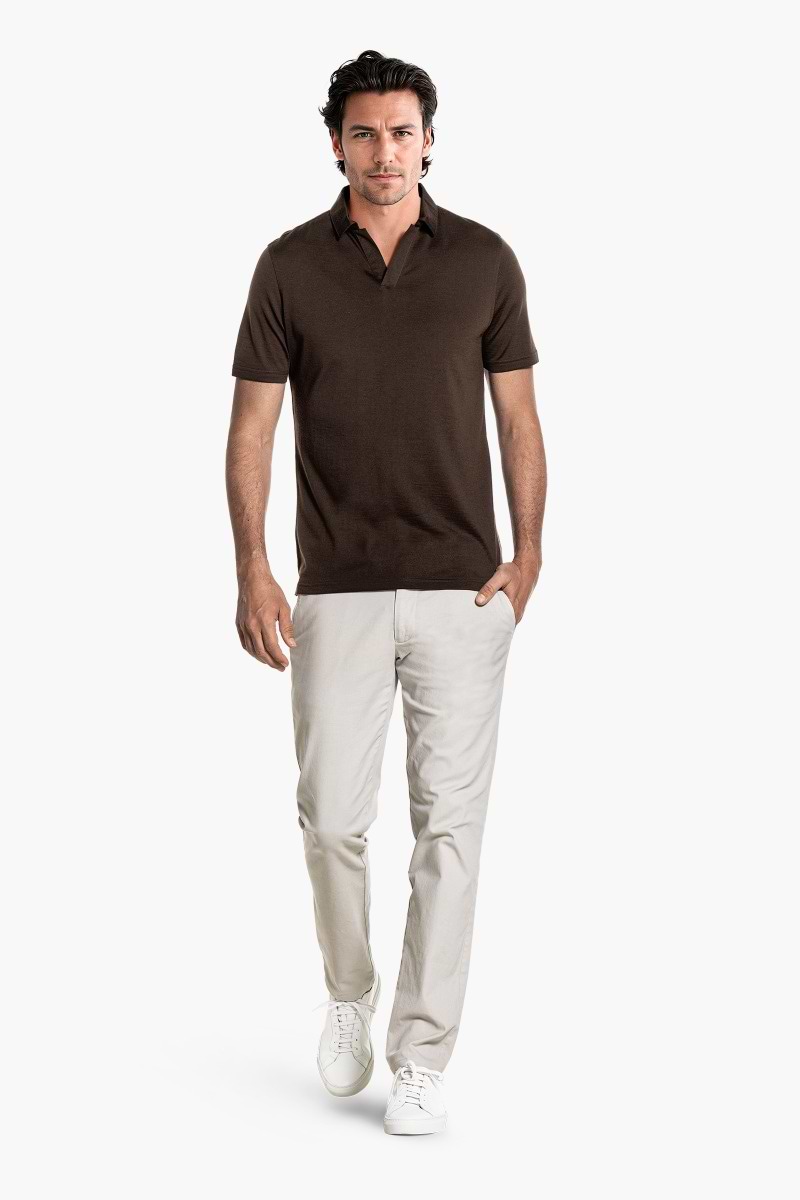 Shirt Polo Short Sleeve No Buttons Very Dark Brown