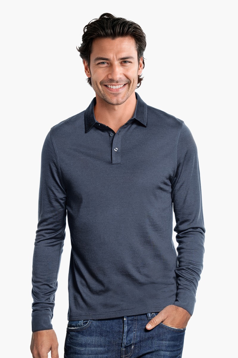 Shirt Polo Long Sleeve Dark Steel