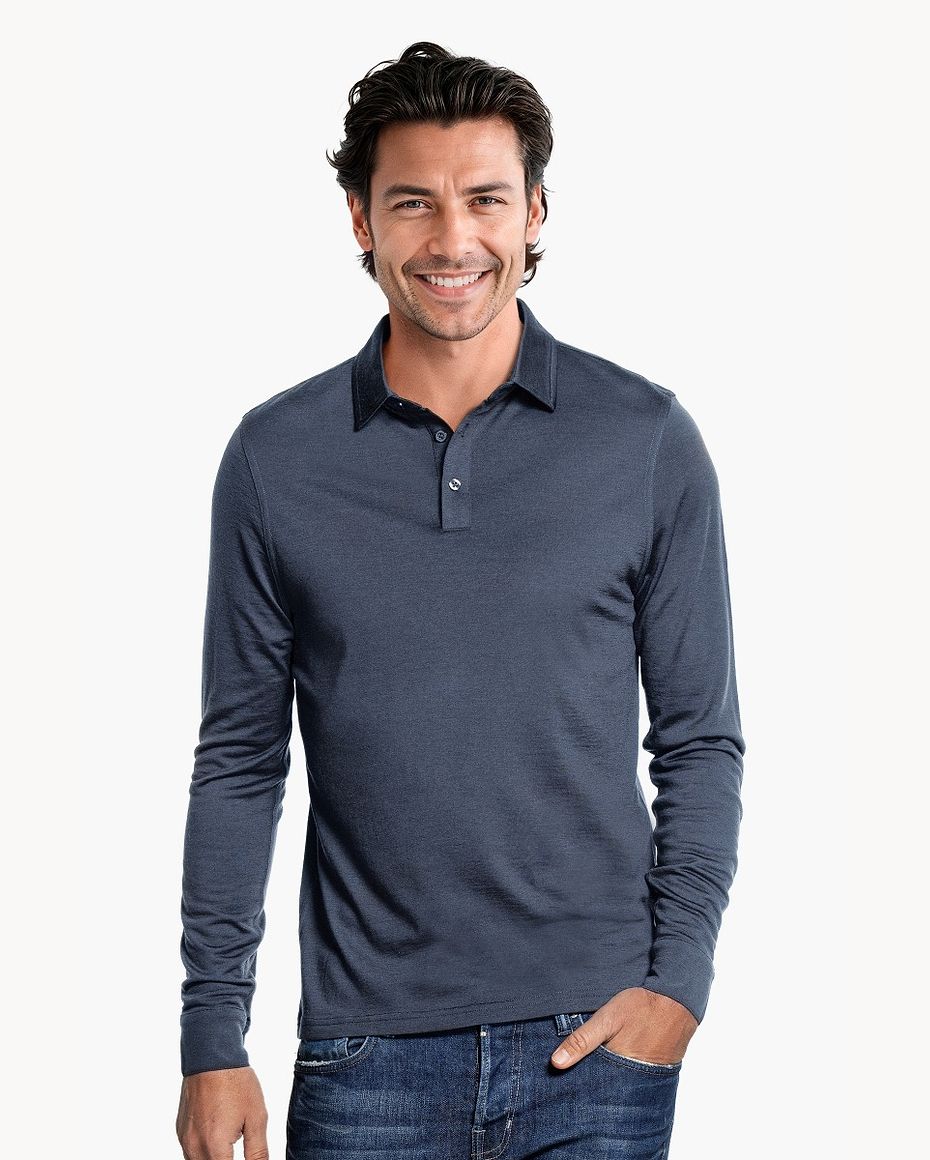 Shirt Polo Long Sleeve Dark Steel