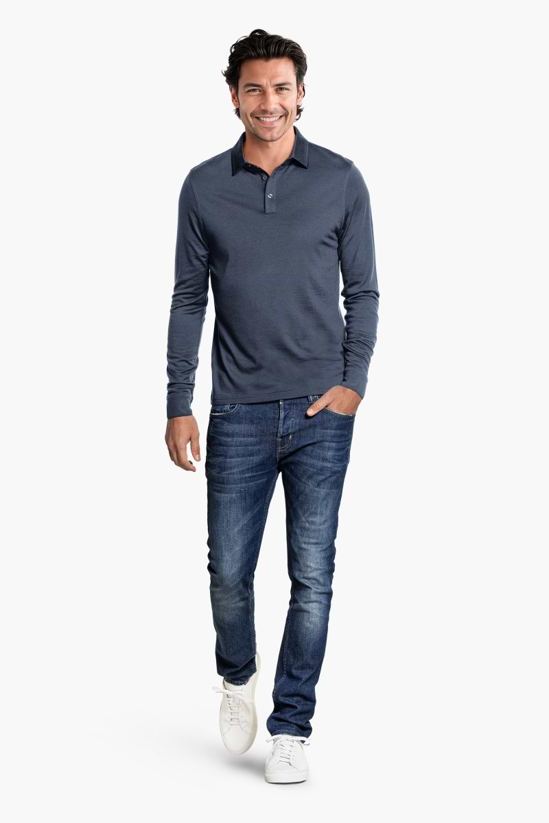Shirt Polo Long Sleeve Dark Steel