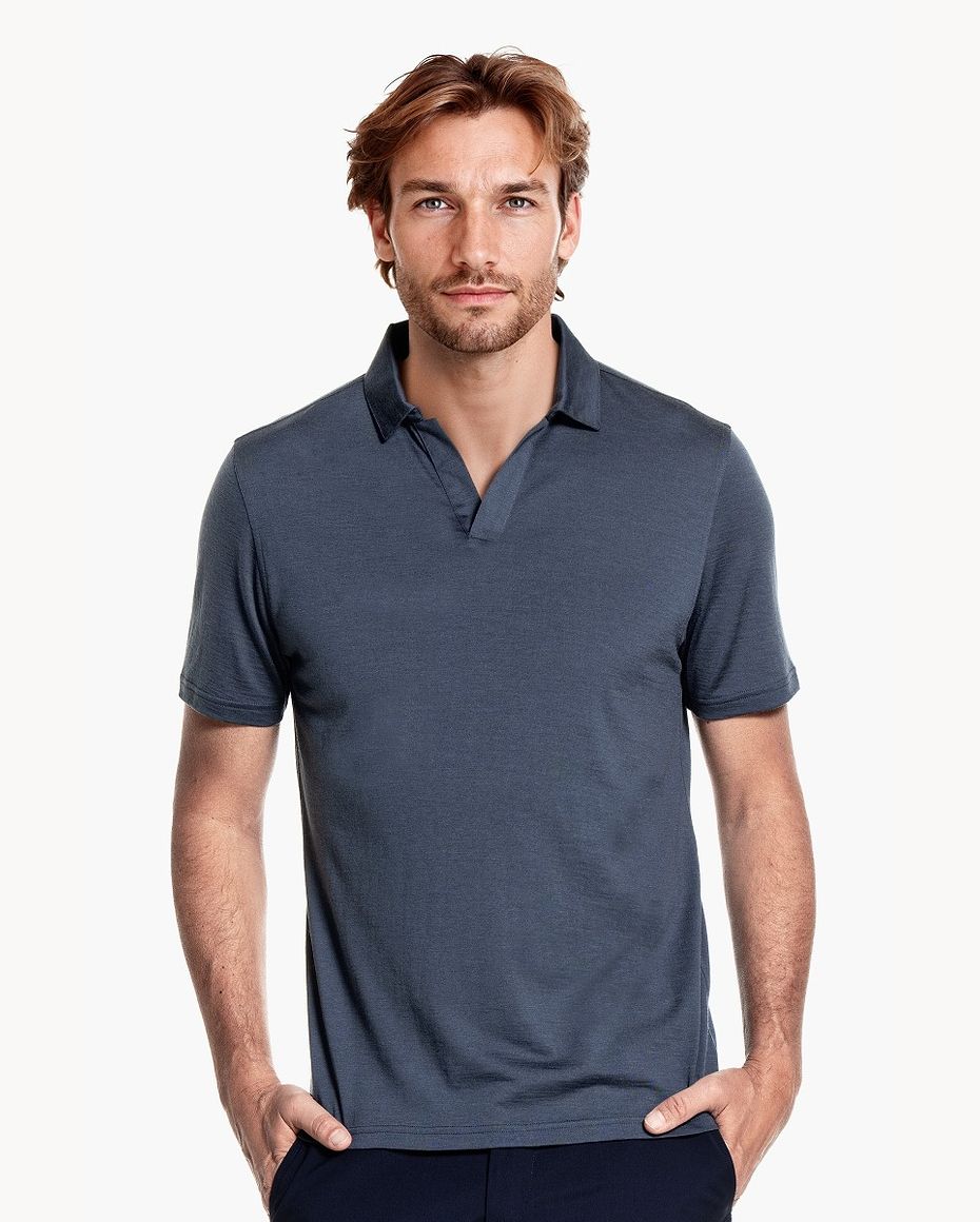 Shirt Polo Short Sleeve No Buttons Dark Steel