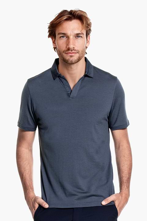 Shirt Polo Short Sleeve No Buttons Dark Steel - Base Image