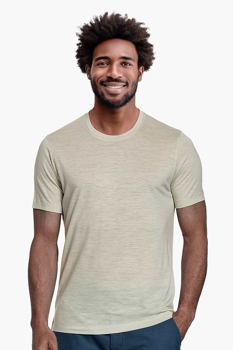 Shirt Round Neck Wool Ramie Lemon Juice - Base Image