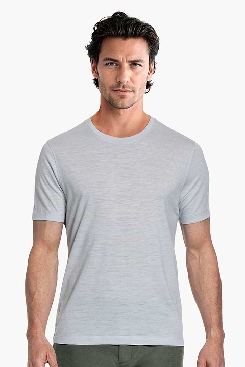 Shirt Round Neck Wool Ramie Silver Sky - Base Image