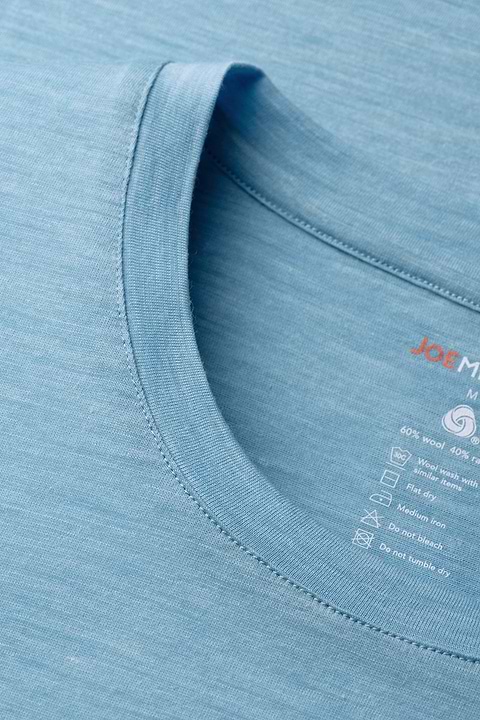 Shirt Round Neck Wool Ramie Surf Blue - Base Image
