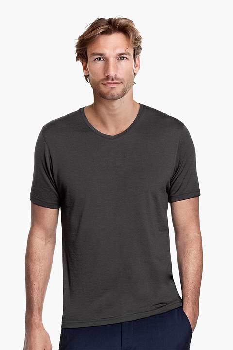 T-shirt Bombas Homme Laine Mérinos Mélangée, Col Rond, UPF, XL