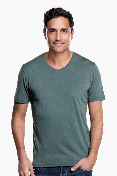 Shirt V-Neck Green Sage  - Base Image