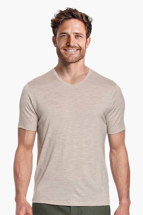 Shirt V-Neck Limestone Beige - Base Image