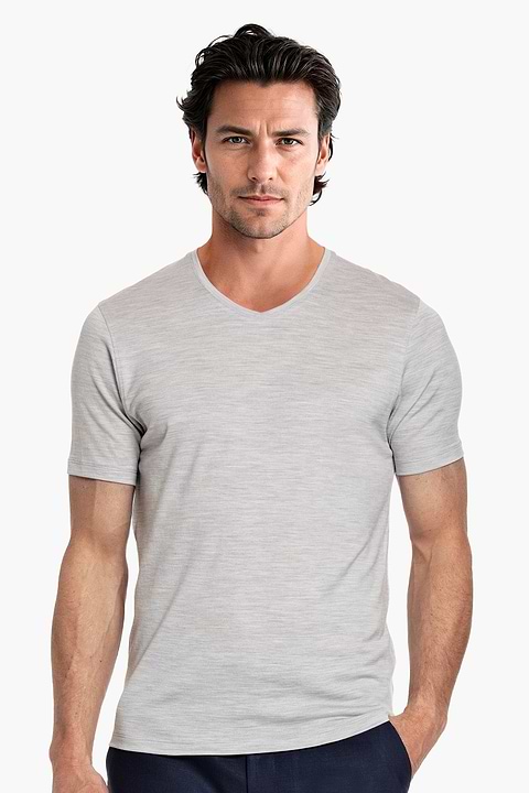 Shirt V-Neck Limestone Grey - Base Image