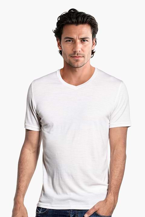Joe Shirt V-neck Sand White - Base Image