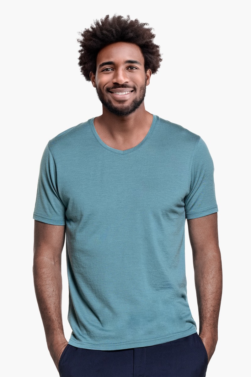 Shirt V-Neck Teal